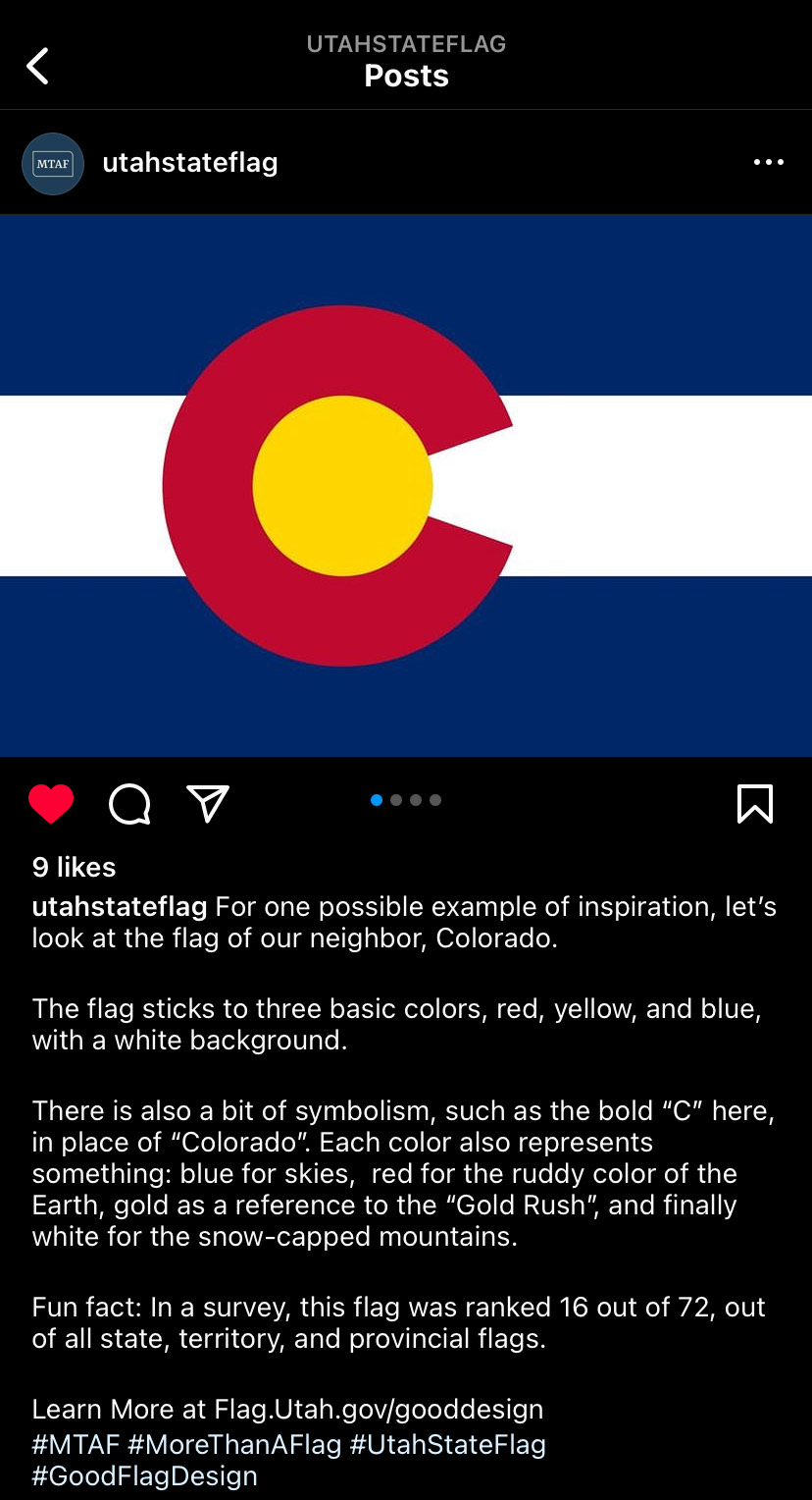 Utah State Flag social media post